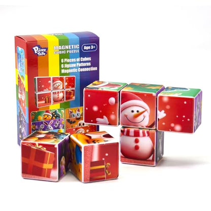 Pairez Toys Magnetic Blocks, Large 1.65 Inch Puzzle Cubes for Toddlers 3-5 - color: Holiday