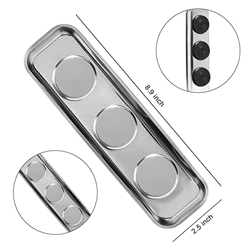 VASTOOLS Magnetic Parts Tray 3pc,for Socket Screw Nuts Bolts Metal Parts,Extra Strong Magnet,Thickened Tray,Stainless Steel - style: Tray 3pc