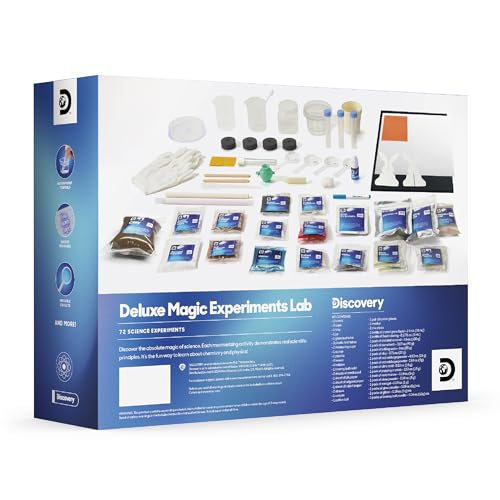 Discovery™ Magic Science Lab – 72 STEM Experiments for Kids| Reactions, Illusions, Crystals, Slime & Light Tricks| DIY Chemistry Project Kit| Educational Learning Toy| Physics Activity Set Ages 8+