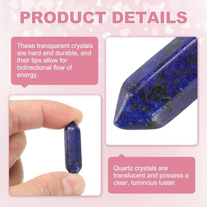 MECCANIXITY 10 Pack Blue Gold Quartz Crystals, Polished Crystals Bulk Hexagonal Shaped Meditation Gemstone for Jewelry Making Energy Balance Accessories Gifts - color: Blue Gold