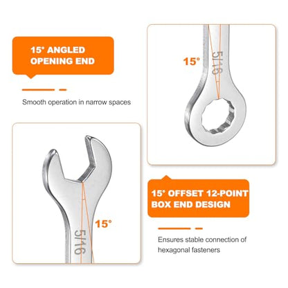 HARFINGTON 5/16" Thin Combination Wrench Stainless Steel Spanner - size: 5/16"