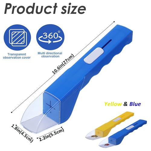 2 Pcs DelloidMaz Insect Catcher Small Animals Catcher Nature Exploration Tool to Capture Butterflies Bees Ladybugs Spiders Bug Catcher for Boys and Girls, Blue and Yellow (2)