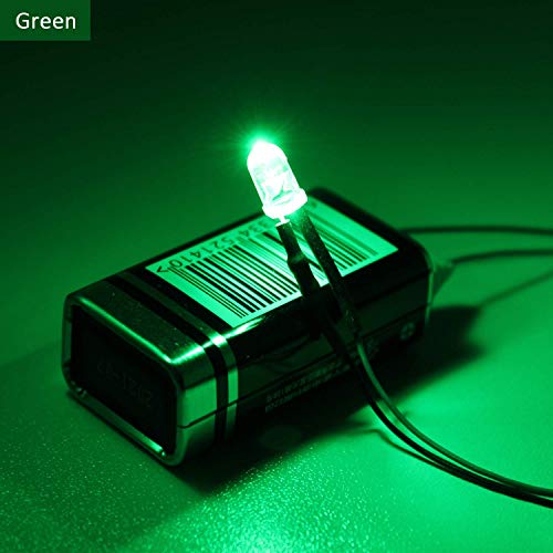 DiCUNO 100Pcs 5MM Pre Wired 12V Green Light LED Diodes, with 9.4 Inch Lead - color: Green