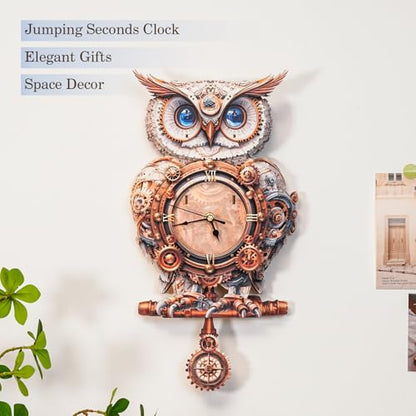 KAAYEE 3D Puzzles for Adults Mechanical Owl Clock DIY Wooden Puzzle Craft - color: Owl