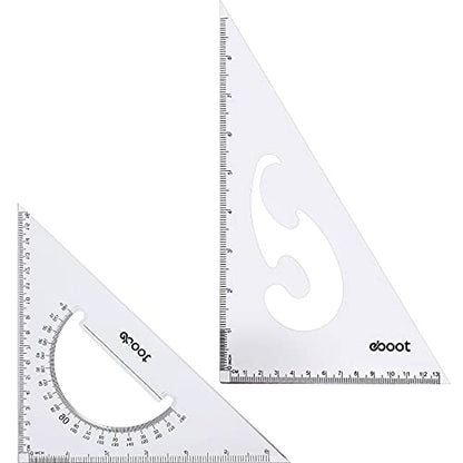 EBOOT 2 Pcs Large Transparent Triangle Ruler 30/60 and 45/90 Degrees, Clear - color: Clear