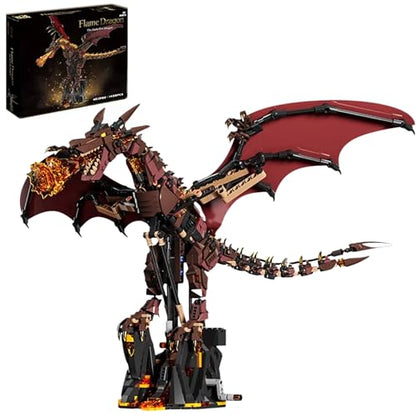 Mechanical Fire Dragon Building Blocks Set, Flame Dragon Model Kit - color: Fire Dragon