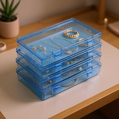 Goodma Rectangular Plastic Storage Boxes, Blue, 7.1 x 4.3 x 1.2 inch - color: Blue, size: 7.1 x 4.3 x 1.2 in