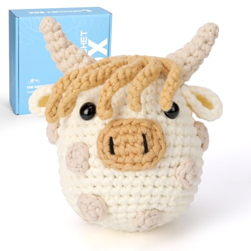 CrochetBox Polka Dot Highland Cow Crochet Kit for Beginners, Adults - color: Polka Dot Highland Cow