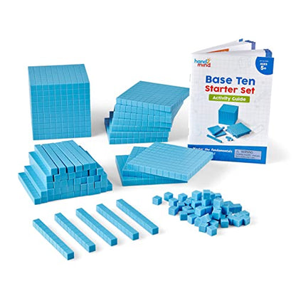 hand2mind Blue Plastic Base Ten Blocks Complete Classroom Set, Place Value Blocks, Counting Cubes, Math Blocks Kindergarten, Manipulative Kit for Mathematics for Elementary Teachers (Set of 161) - style: Blue, Set of 161