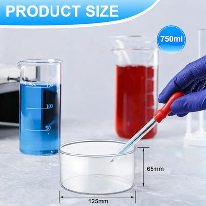 Treela 4 Pcs Glass Petri Dish, Crystallization Dishes, 740 ml Borosilicate