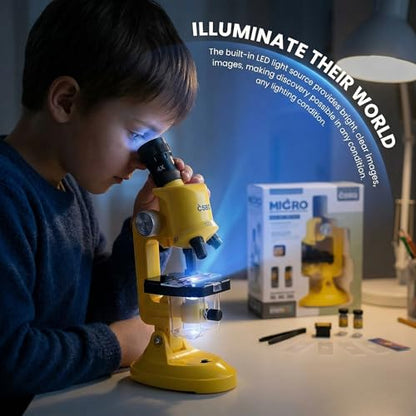 Little World Kids Microscope with LED Light - 100X/400X/1200X Magnification