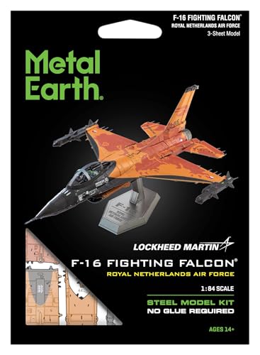 Metal Earth F-16 Royal Netherlands Orange Lion 3D Metal Model Kit Fascinations