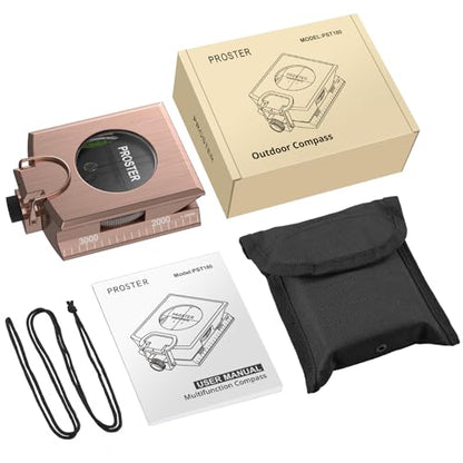 Proster Lensatic Sighting Compass IP65 Waterproof with Clinometer Bag - color: Bronze