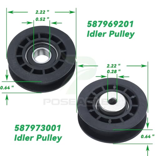 2 Pack 587973001 Pulley with 587969201 Pulley for Husqvarna LC221A - size: 2x587973001+1x587969201