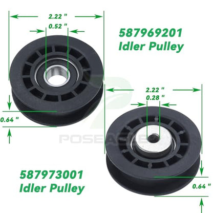 2 Pack 587973001 Pulley with 587969201 Pulley for Husqvarna LC221A - size: 2x587973001+1x587969201
