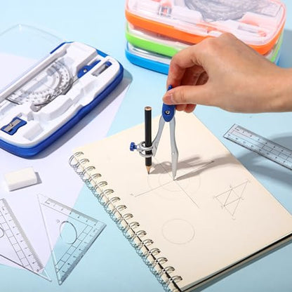 Zonon 24 Sets Math Geometry Kit, 10 Pcs Compass Rulers Protractor School