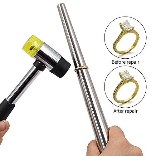 Ring Sizing and Repair Kit，Solid Aluminum Mandrel, Solid Premium Steel Ring Mandrel Hammerable Round Mandrel，Jewelry Mandrel and Mallet. Ring Size Fixer Repair Set - color: 5 items