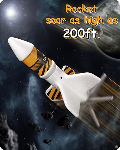 SainSmart Jr. Rocket Launcher for Kids - Motorized Air Rocket Launch up to 200 ft, Safely Land with Parachute, Self-Launching Outdoor Toy, White - style: Unique White