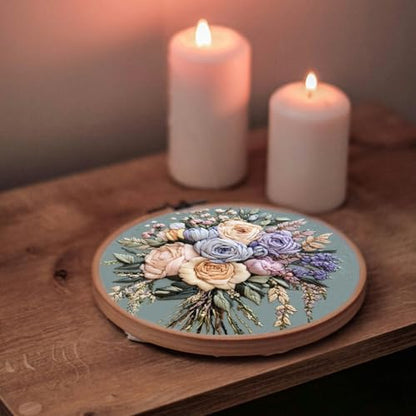 FONNUY Bouquet Flowers Embroidery Kit for Beginners, Pre-Stamped Pattern Kits for Adults with Hoop, Easy to Follow Color Thread Needlework, 8'' Hoop (Joyful Bouquet) - style: Joyful Bouquet