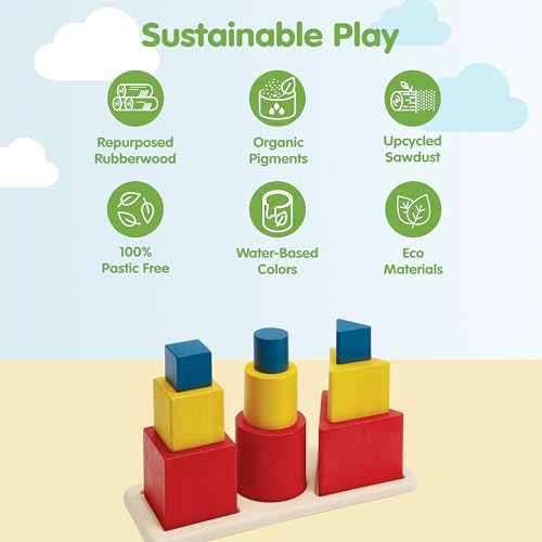 PlanToys® Nesting Puzzle Wooden Toy Set for Kids Ages 3+ Montessori Gift - color: Nesting Puzzle