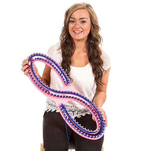 WAYION 55" Afphgan Serenity Loom Knitting Board Weave Loom Kit with Step by Step Instructions Great for The Experienced Loom Knitter(Blue/Pink) (Pink) - color: Pink