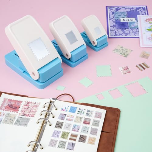 BAOFALI 3Pcs/Set Stamp Punch, 0.6 x 0.5 inch, 1 x 0.8 Inch, 1.5 x 1.2 inch Rectangular Stamps Punch, Lever Craft Hole Cutter Puncher, Paper Punches for Journaling Crafting DIY Scrapbooking Crafts - color: 1.5X1.25inch+1x0.8inch+0.6x0.5inch