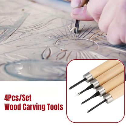 HEEPDD 4Pcs Wood Carving Tool, Rubber Stamp Carving Knife Manual Sharpener