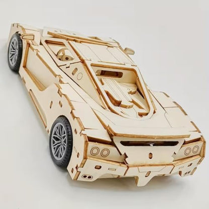 Wooden Buildable Car Model Kit – 87-Piece Self-Assembly Vehicle Toy, Handcrafted Puzzle Project for Kids and Adults (9.4 x 4.3 x 2.4 in)