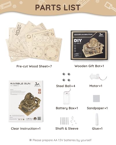 SainSmart Jr. 3D Wooden Puzzles for Adults, Marble Run Wood to Build, Mechanical Model Building Kit, DIY Gift for Aged 14+, Roller Coaster