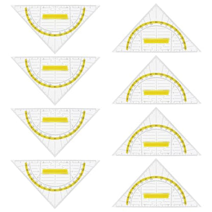8PCS Multifunctional Transparent Triangle Plastic Multifunctional Measuring Triangle Advertising Ruler Student Drawing Ruler Engineer Drawing Tools Geometric Protractor