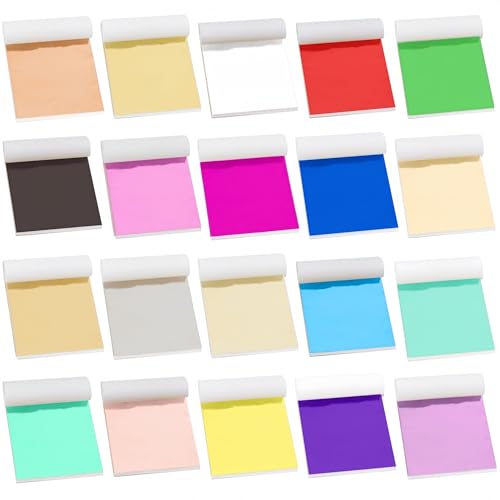 KINNO Gold Leaf Sheets 200 PCS 20 Colors Metal Foil 3.15 x 3.35 Inches - color: 20colors-200pcs-3.15”