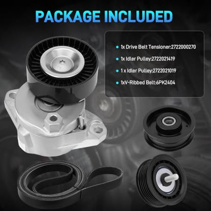 Serpentine Belt Tensioner & Idler Pulley Kit Compatible with Mercedes-Benz