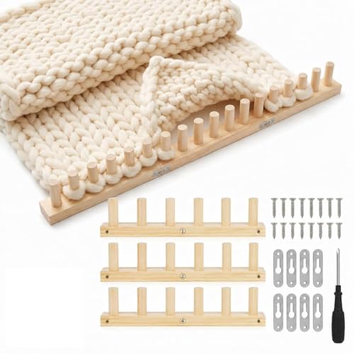 48'' Chunky Knitting Blanket Loom, Adjustable Wood Knit Loom with Detachable Modules, Portable Hand Weaving Loom Kit for Beginners, DIY Yarn Craft Tool for Home & Trave (48 inch) - size: 48 in – 4 Sections