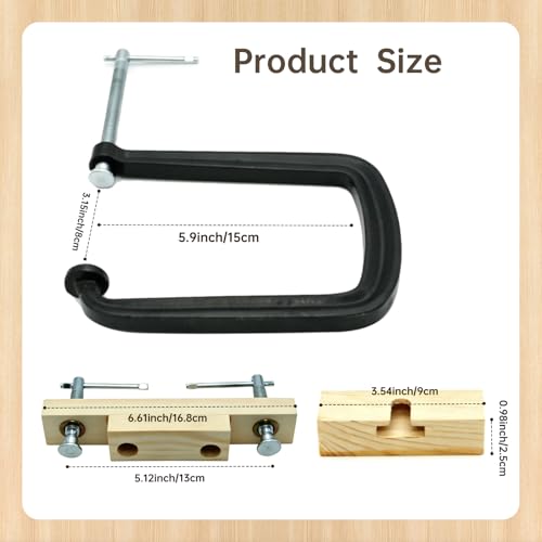 Acoustic Guitar Bridge Clamp, C-Shape Sturdy Iron Repair Tool with Wooden Fixture, Universal Folk Guitar Bridge Home/Professional Luthier Tool for Guitar Bridge Installation & Maintenance