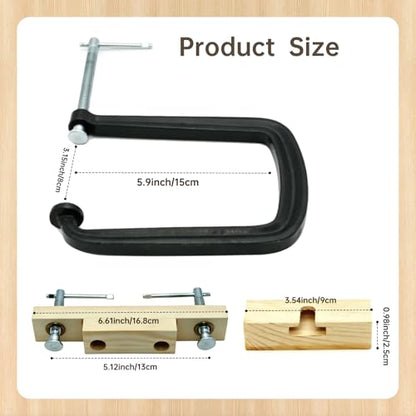 Acoustic Guitar Bridge Clamp, C-Shape Sturdy Iron Repair Tool with Wooden Fixture, Universal Folk Guitar Bridge Home/Professional Luthier Tool for Guitar Bridge Installation & Maintenance