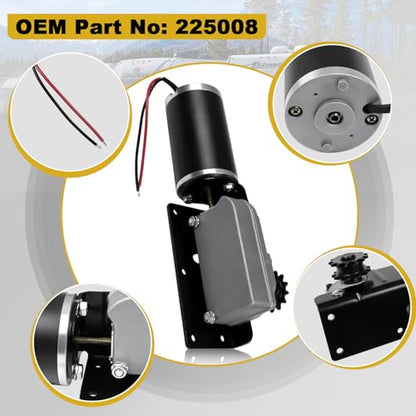 225008 RV Slide Out Motor & Gear Housing Compatible with BAL Accu-Slide Cable Slide Out System, with R25076 R25076-1 RV Slide Out Gear Box and R25075 High Torque Motor for Travel Trailer Camper | 12V