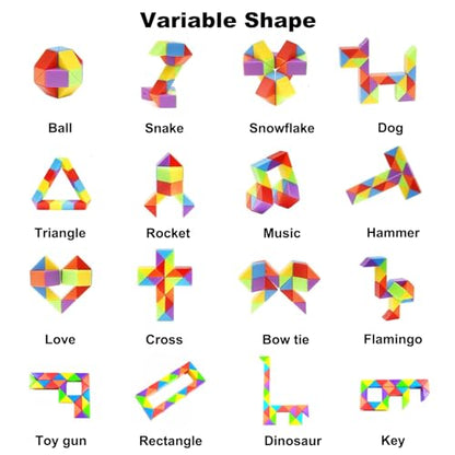 GOLDGE 24 Pack Mini Fidget Snake Cube Puzzle Toys Party Favors