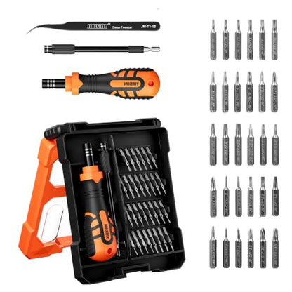 JAKEMY Portable Precision Screwdriver Set, 33 In 1 Mini Manual Screwdriver Set Include 30 Magnetic Screwdriver Bits, ESD Tweezer and Flexible Shaft for Computer, Phone, Watch, Eyeglass, PS5 - color: Jm-fo033