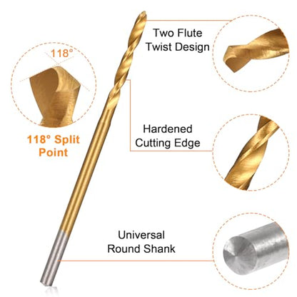 Uolor Mini Twist Drill Bit Set, 10Pcs Micro Engraving Drill Bits, 0.6mm-2.2mm, HSS 2.35mm Shank Titanium Coated Tiny Drill Bit Hole Drilling Tool for DIY Resin, Jewelry, Amber, Circuit Board, Walnut - color: Mini Twist Drill Bit Set