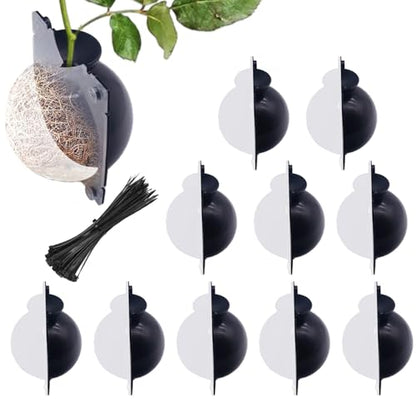 10 PCS Air Layering Propagation Kit -Thicker Version with Reusable Half Transparent Plant Rooting Propagation Ball & Plastic Twist Ties- Plant Grafting Rooting Grow Ball(Size: Small) - size: Small