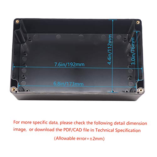 Junction Box, Zulkit Project Box IP65 Waterproof Outdoor Box ABS Plastic Electrical Boxes Electronic Enclosure Black 7.9 x 4.7 x 2.95 inch (200 x 120 x 75mm) - size: 7.9" x 4.7" x 2.95"(Pack of 1)