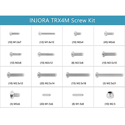 INJORA Screws Pins Nuts M1.6 M2 M2.5 Grade 12.9 Stainless Steel Hex Screws Hardware Kit for TRX4M 1/18 RC Crawler Car - size: One Size