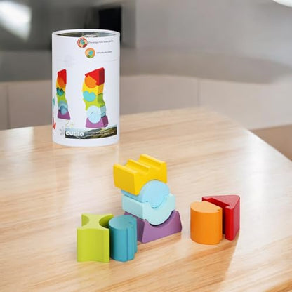 CUBIKA Flexible Tower Wooden Toy– Montessori Puzzle for Toddlers Ages 3+– Size and Shape Sorting Kids Stacking Toy– FSC-Certified Wood, German Water-Based Paints, Travel-Friendly - style: Flexible Tower