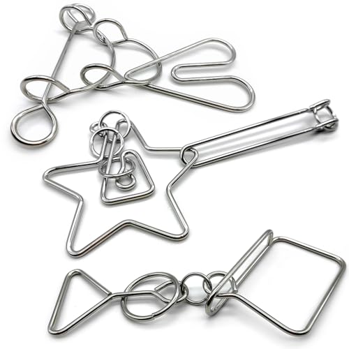 Zooshine 3Pcs Large Size Hard Metal Puzzles Brain Teaser for Adults Kids