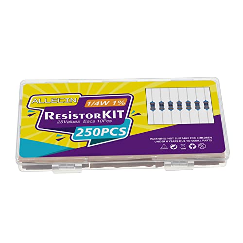 25 Values 1/4W Resistor Kit from 1 Ohm to 1M Ohm 1/4 Watt 1% Metal Film Resistors Assortment - style: 25Values 1/4W 1%