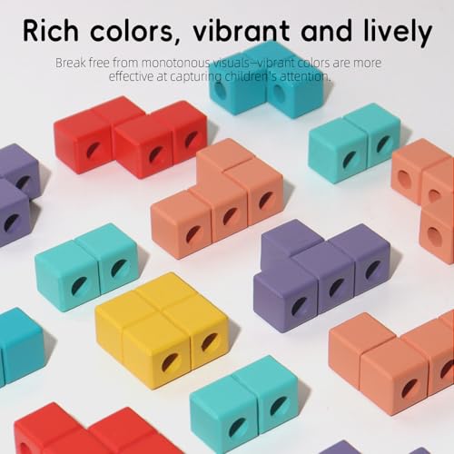 Wooden Stacking Blocks Puzzle Board Game, Montessori Toys for Toddlers Kids - color: Colorful B