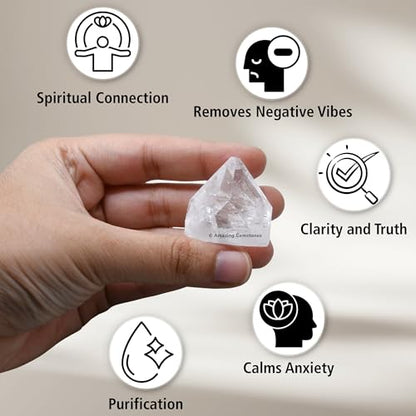 Amazing Gemstone Apophyllite Crystals and Healing Stones Mineral Specimen Set of 6 - Premium Semi Precious Gem Stones - Healing Crystals Geodes Clusters for Meditation, Chakra Balance (S) - color: Apophyllite Points, size: Small