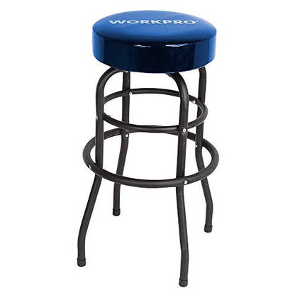 WORKPRO Heavy-Duty Garage Shop Stool, Swivel Cushion Seat, Steel Frame