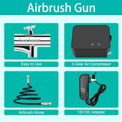 Gocheer Airbrush Kit,Upgraded 48 PSI Dual-Action Airbrush Set - color: Classic Black