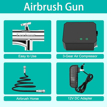 Gocheer Airbrush Kit,Upgraded 48 PSI Dual-Action Airbrush Set - color: Classic Black